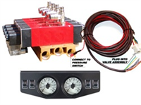 1/2" 3-Position Red Manifold Valve - 160psi w/fittings,Harness, Dual Gauges. 110psi on 135psii Pre