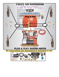 1995-1999 Mitsubishi Eclipse Complete Air Suspension Kit System F=CYLINDERS FRONT,R=CYLINDERS