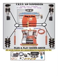 1994-2001 BMW 740I E38 Complete Air Suspension Kit System F=STRUT,R=SLEEVE LONG BRK
