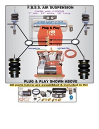 1987-1996 Chevrolet Corsica Complete Air Suspension Kit System F=STRUTW/STEERINGARM,R=BAG/BRK
