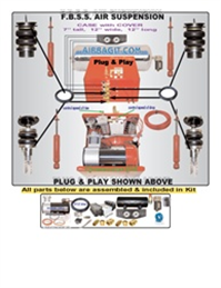 1984-1988 Pontiac Fiero Complete Air Suspension Kit System F=BAG/BRK, R=STRUT