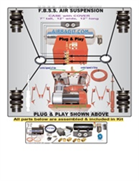 1951-1966 Studebaker Complete Air Suspension Kit System F=BAGS/BRKTS R=BAG/BRK/4LINK